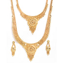 Gold-Plated Textured Temple Jewellery Set