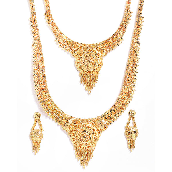 Gold-Plated Textured Temple Jewellery Set
