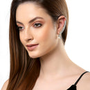 Gold-Plated Leaf Pearl Drop White American Diamond Studded Ear Cuffs