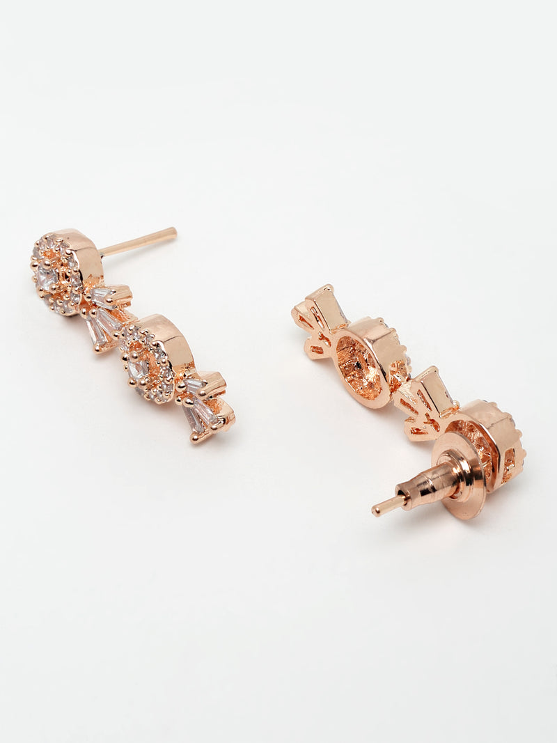 Rose Gold-Plated White American Diamond-Studded Jewellery Set