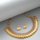 Traditional Temple Coin White Pearl Small Choker Necklace With Earring Jewellery