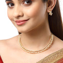 Floral Gold Plated American Diamond White Collar Necklace Set with Earrings