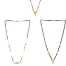 Set Of 3 Gold-Plated & Black Beaded AD Studded Mangalsutra