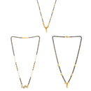 Set Of 3 Gold-Plated AD-Studded Black Beaded Mangalsutra
