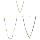 Gold Plated Wedding Jewellery American Diamond Solitaire Mangalsutra Tanmaniya Combo For Women