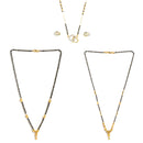 Sparkling Gold Plated Wedding Jewellery American Diamond Solitaire Mangalsutra Tanmaniya Combo For Women