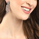 White Contemporary Rose Gold-Plated Gunmetal Toned Drop Earrings