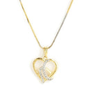 Gold-Plated Heart Shaped White Cubic Zirconia Stone Studded Pendant Combo