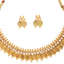 Traditional Temple Coin White Pearl Small Choker Necklace With Earring Jewellery