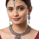 Rhodium-Plated with Silver-Tone American Diamond Stone-Studded Jewellery Set