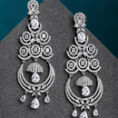 White Rhodium-Plated with Silver-Tone American Diamond Chandelier Earrings