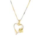 Gold-Plated Heart Shaped White Cubic Zirconia Stone Studded Pendant Combo