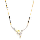 Gold-Plated White & Black Stone-Studded & Beaded Mangalsutra Set Of 3