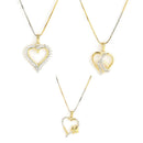 Gold-Plated Heart Shaped White Cubic Zirconia Stone Studded Pendant Combo