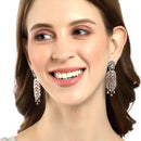 White Contemporary Rose Gold-Plated Gunmetal Toned Drop Earrings