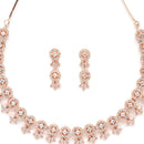 Rose Gold-Plated White American Diamond-Studded Jewellery Set
