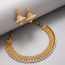 Zeneme Stylish Gold Plated Pearl Necklace Set With Dangling Earrings Jewellery For Women & Girl