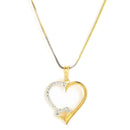Gold-Plated Heart Shaped White Cubic Zirconia Stone Studded Pendant Combo