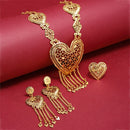 Gold-Plated Heart Shaped Necklace With Ring & Earring