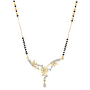 Gold-Plated White & Black Stone-Studded & Beaded Mangalsutra Set Of 3