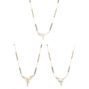 Gold-Plated White & Black Stone-Studded & Beaded Mangalsutra Set Of 3