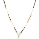 Set Of 3 Gold-Plated Black & White CZ-Studded Beaded Mangalsutra