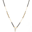 Trillion Shaped Gold Plated American Diamond Soitare Style Mangalsutra for Women