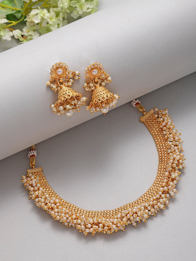 Buy Peora Gold Plated & Yellow Traditional Necklace Set With Earrings &  Maang Tika - Jewellery Set for Women 9025391 | Myntra