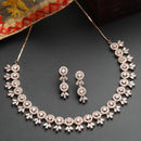 Rose Gold-Plated White American Diamond-Studded Jewellery Set