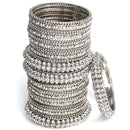 Rhodium-Plated with Silver-Tone Set of 28 Textured Oxidized Bangles