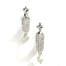 White Peacock Shaped Rhodium-Plated with Silver-Tone Hoop Earrings