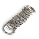 Rhodium-Plated with Silver-Tone Set of 28 Textured Oxidized Bangles