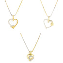 Gold-Plated Heart Shaped White Cubic Zirconia Stone Studded Pendant Combo