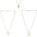 Gold-Plated Heart Shaped White Cubic Zirconia Stone Studded Pendant Combo