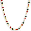 Pack Of 2 Red & White Pearls Gold-Plated Chain Combo