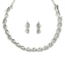 Rhodium-Plated with Silver-Tone White American Diamond Studded Jewellery Set Combo