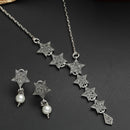 Rhodium-Plated with Silver-Tone Silver CZ Studded Handcrafted Jewellery Set