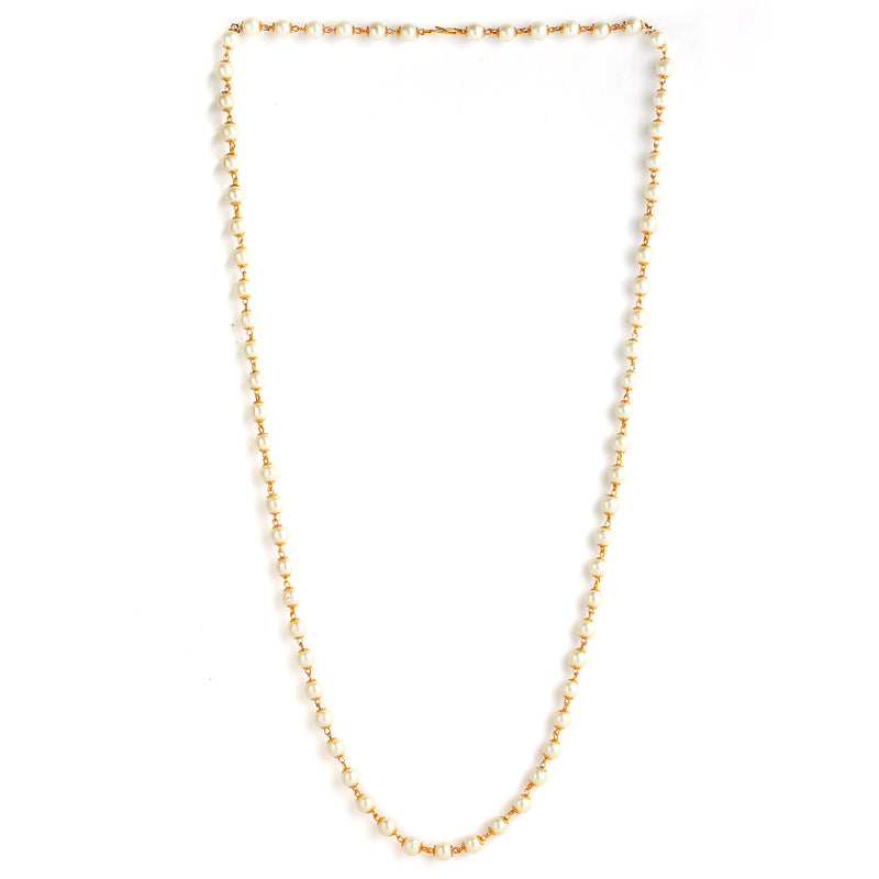 Pack Of 2 Red & White Pearls Gold-Plated Chain Combo