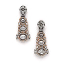 Rose Gold-Plated Gunmetal Toned White American Diamond studded Quirky Shaped Drop Earrings