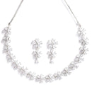 Rhodium-Plated with Silver-Tone & White American Diamond Stone-Studded Jewellery Set