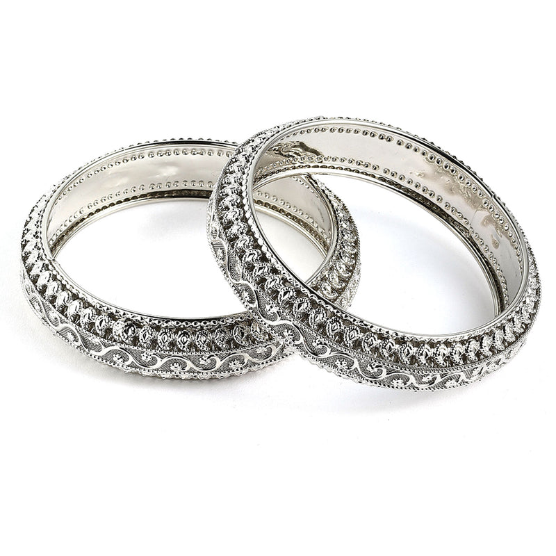 Rhodium-Plated with Silver-Tone White American Diamond Studded Jewellery Set Combo