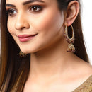 Maroon Dome Shaped Jhumkas Earrings with Gold-Plated Copper