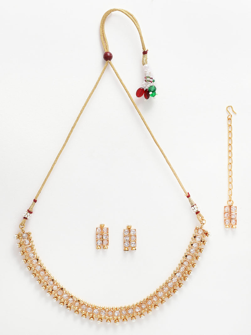 Gold-Plated & Stone Studded Handcrafted Jewellery Set