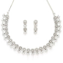 Rhodium-Plated with Silver-Tone White American Diamond-Studded Jewellery Set