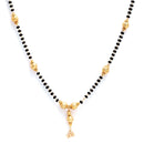Gold-Plated Set Of 3 Black Studded & Black Beaded Mangalsutra