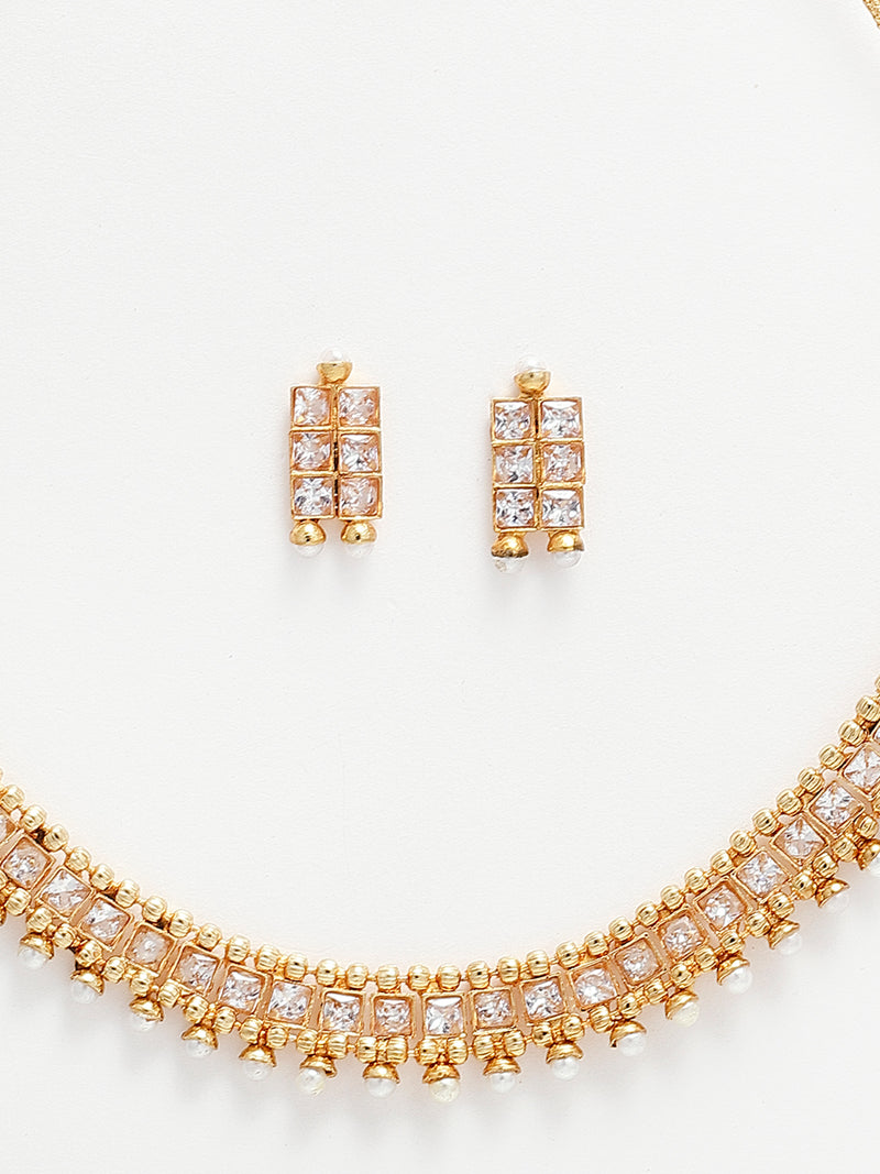 Gold-Plated & Stone Studded Handcrafted Jewellery Set