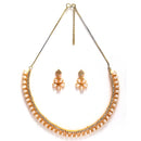 Floral Gold Plated American Diamond White Collar Necklace Set with Earrings