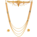 Gold-Plated Textured Floral Multi Layer Jewellery Set Combo