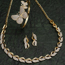 Gold-Plated Butterfly White Cubic Zirconia Studded Jewellery Set Combo