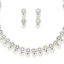 Rhodium-Plated with Silver-Tone White American Diamond-Studded Jewellery Set